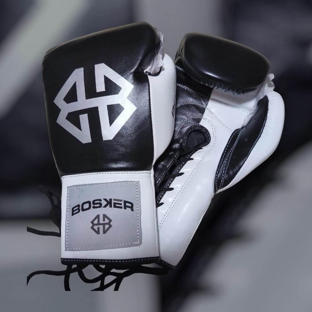 Bosker Lace Up Boxing Gloves - Black/White