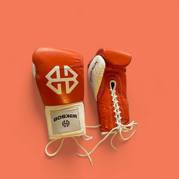 Bosker Lace Up Boxing Gloves - Orange/White