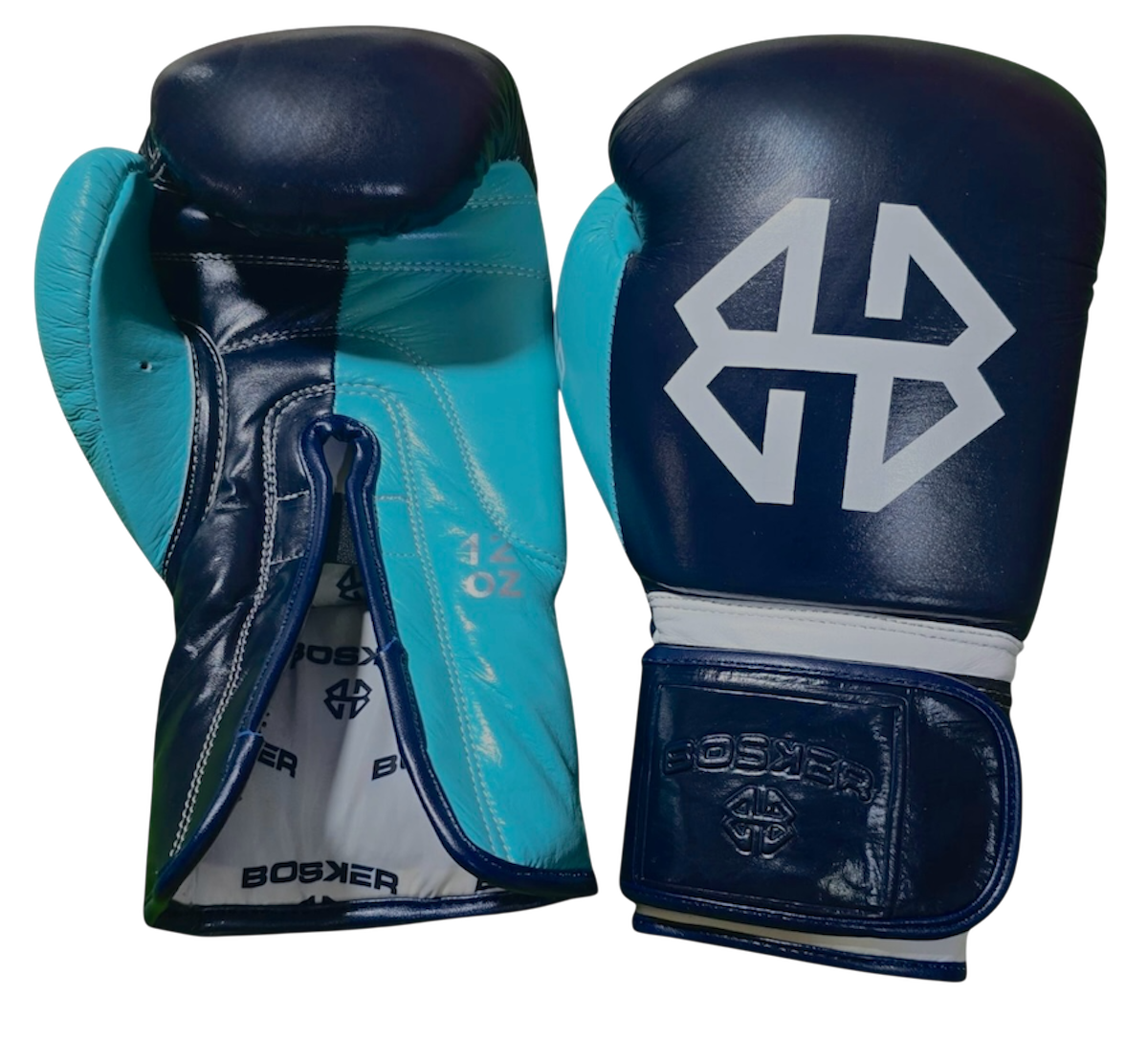 Bosker Lace Up Boxing Gloves - Navy Blue/Aqua/White